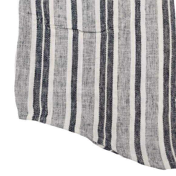 Adrienne Vittadini Tunic Dress Womens Gray XXL Linen Blend Button Up Striped - Picture 9 of 13